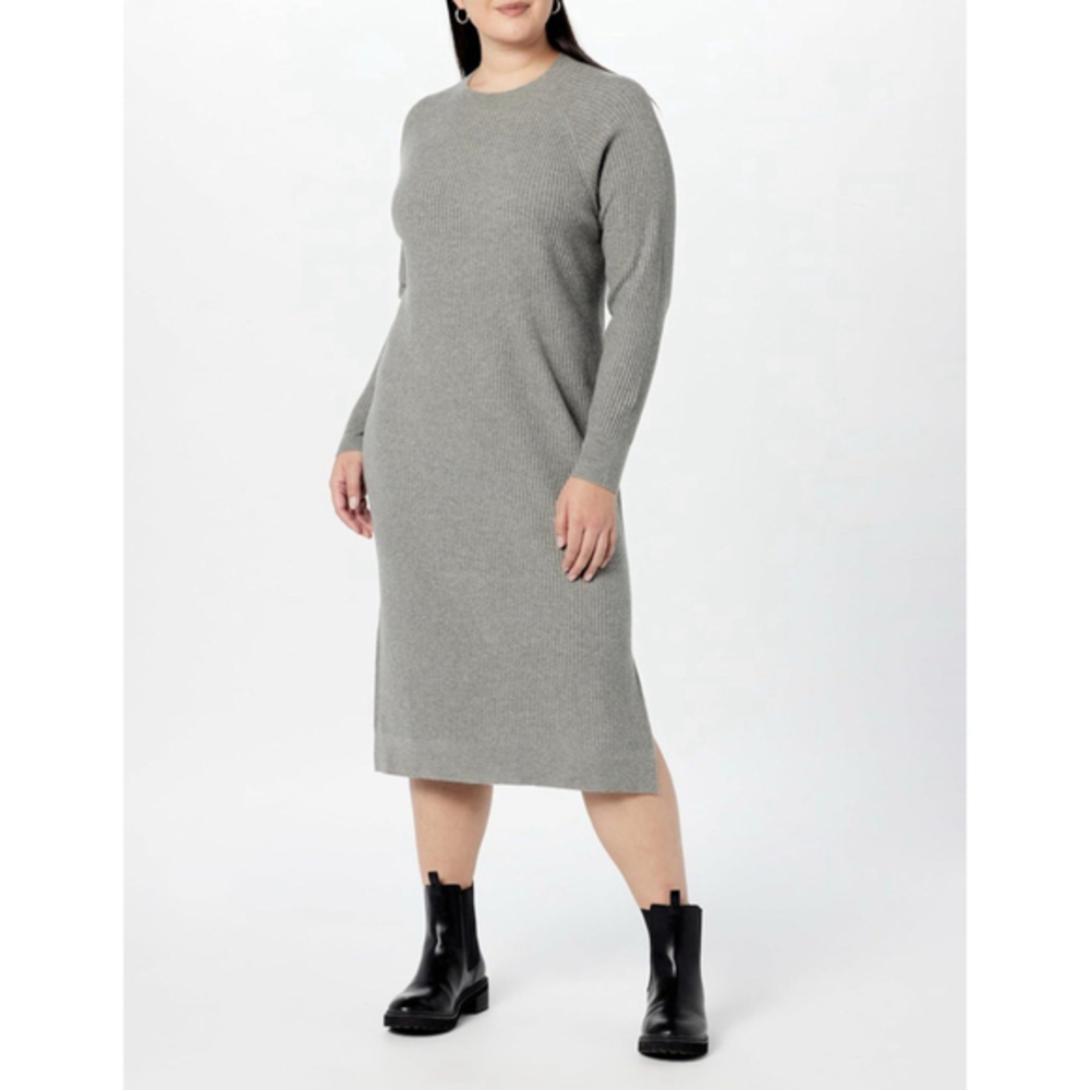The Drop Women's Renata Rib Midi Heather Frost Sweater Dress XL